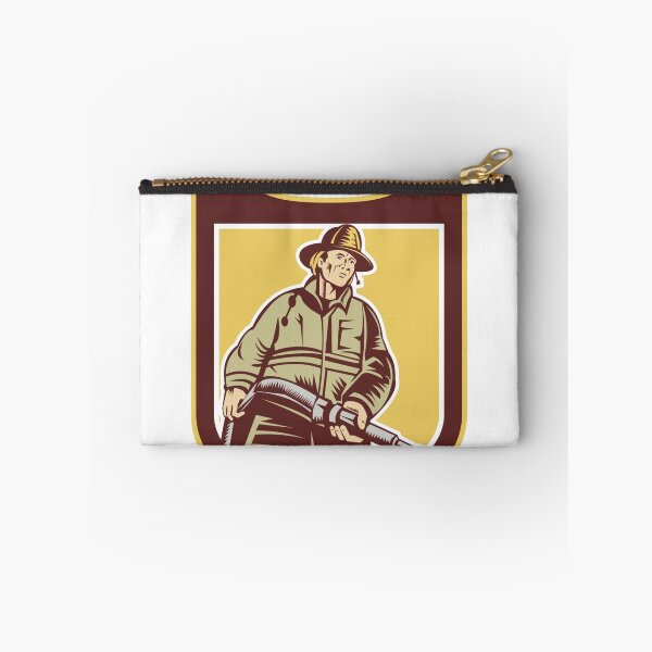 Item preview, Fireman Firefighter Aiming Fire Hose Shield Retro designed and sold by patrimonio.