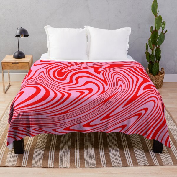 Retro Swirl Pink Groovy Abstract Pattern Throw Blanket