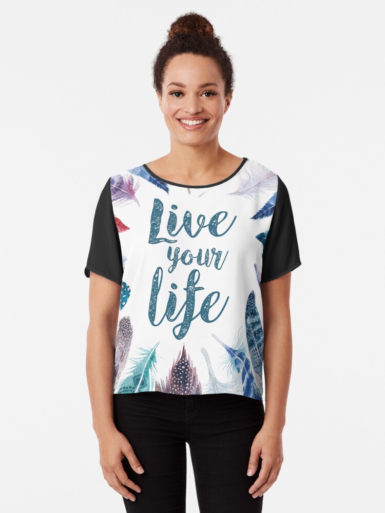 Imagen 1 de 6, Blusa con la obra Feathers, Live your life, diseñada y vendida por weloveboho.