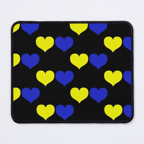 Item preview, Down Syndrome Blue And Yellow Awareness Hearts Black Background designed and sold by KTCreativeSide.