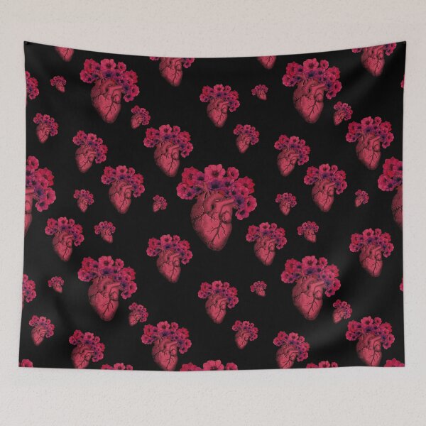 Item preview, human heart color red with crown flowers blood red designed and sold by Collagedream.