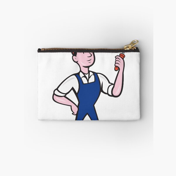 Item preview, Electrician Standing Holding Screwdriver Cartoon designed and sold by patrimonio.