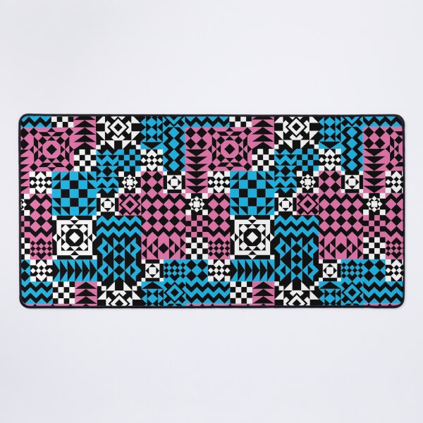 Aperçu de l'œuvre Geo Patchwork en rose et bleu créée et vendue par Lisann.
