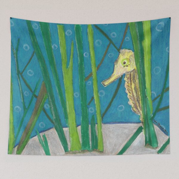 Item preview, Peekaboo Seahorse Looking Around Plants in the Sea designed and sold by AliCatOriginals.