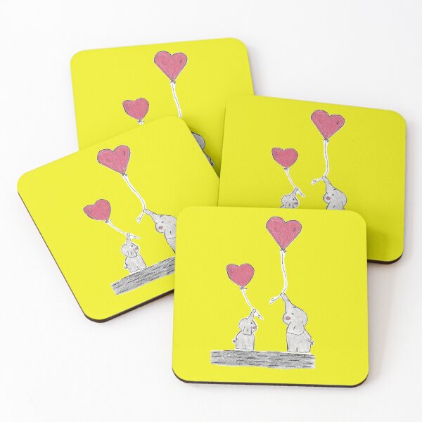 Item preview, Heart Friends Two Elephants Enjoying Balloons designed and sold by AliCatOriginals.