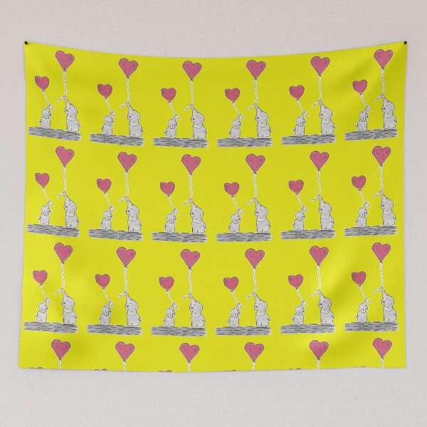 Item preview, Heart Friends Two Elephants Enjoying Balloons designed and sold by AliCatOriginals.