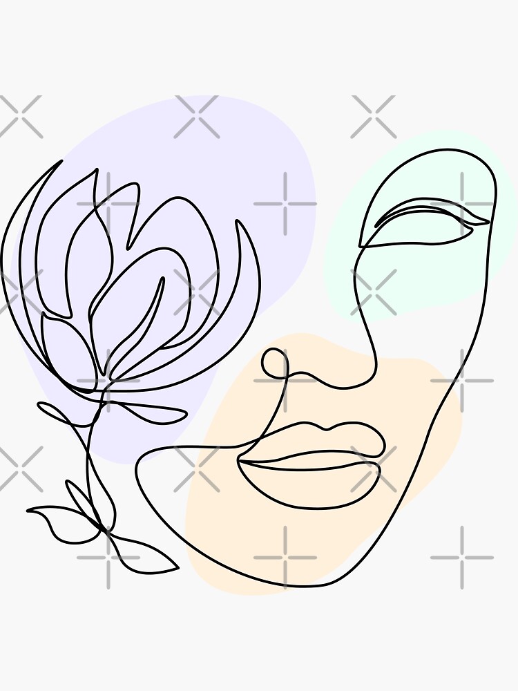 "One line drawing, Woman's face" Sticker for Sale by chaoTEEc | Redbubble