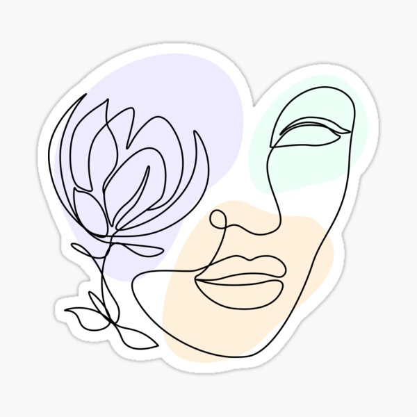 "One line drawing, Woman's face" Sticker for Sale by chaoTEEc | Redbubble
