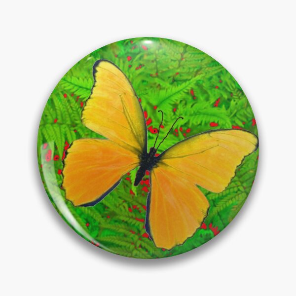 Item preview, YELLOW BUTTERFLY AMID GREEN FERNS BED RED ART designed and sold by sharlesart.