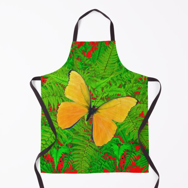 Item preview, YELLOW BUTTERFLY AMID GREEN FERNS BED RED ART designed and sold by sharlesart.