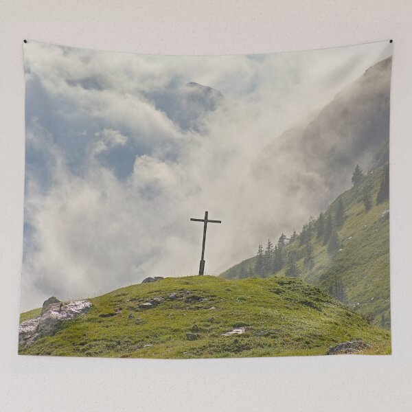 Item preview, Cross in a misty alpine landscape designed and sold by xophotography.