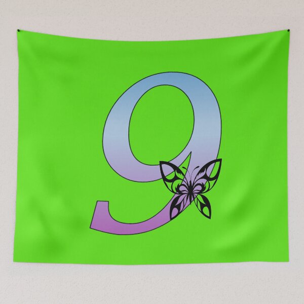 Item preview, Butterfly Silhouette on Monogram Nine Gradient Blue Purple designed and sold by AliCatOriginals.