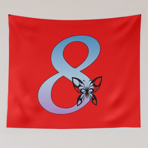 Item preview, Butterfly Silhouette on Monogram Eight Gradient Blue Purple designed and sold by AliCatOriginals.