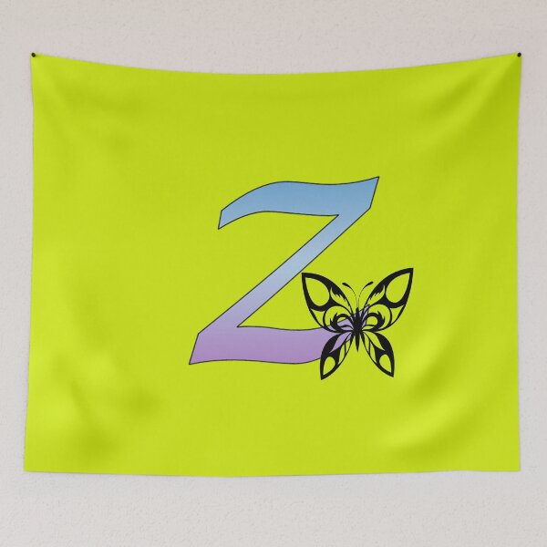 Item preview, Butterfly Silhouette on Monogram Lower Case z Gradient Blue Purple designed and sold by AliCatOriginals.