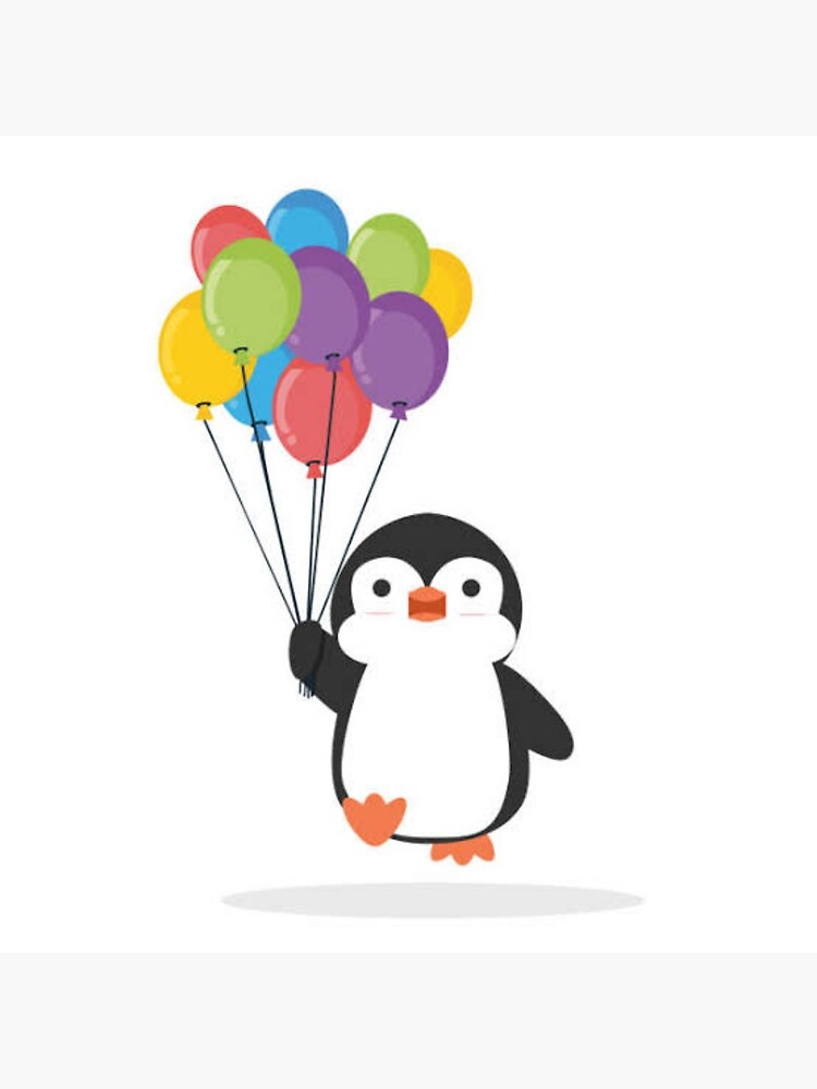 penguin with balloons | Poster