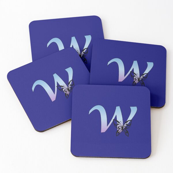 Item preview, Butterfly Silhouette on Monogram Lower Case w Gradient Blue Purple designed and sold by AliCatOriginals.