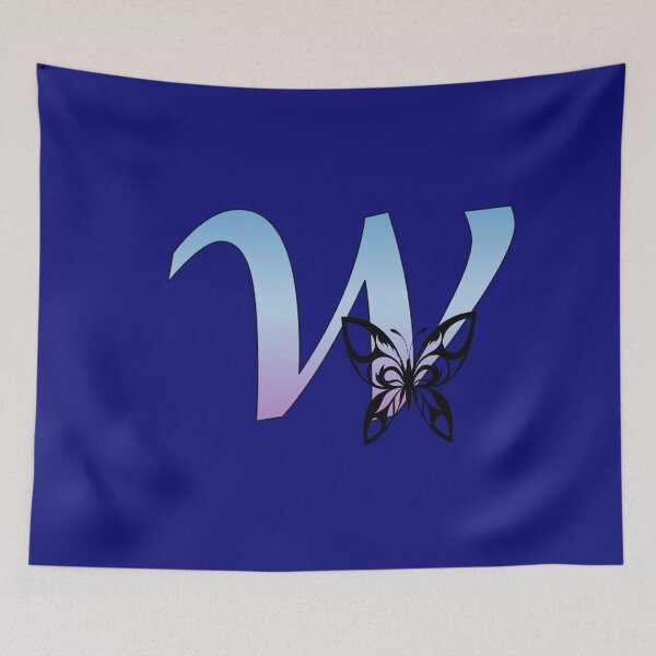 Item preview, Butterfly Silhouette on Monogram Lower Case w Gradient Blue Purple designed and sold by AliCatOriginals.