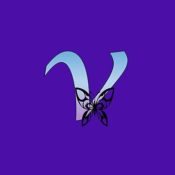 Butterfly Silhouette on Monogram Letter B Gradient Blue Purple T