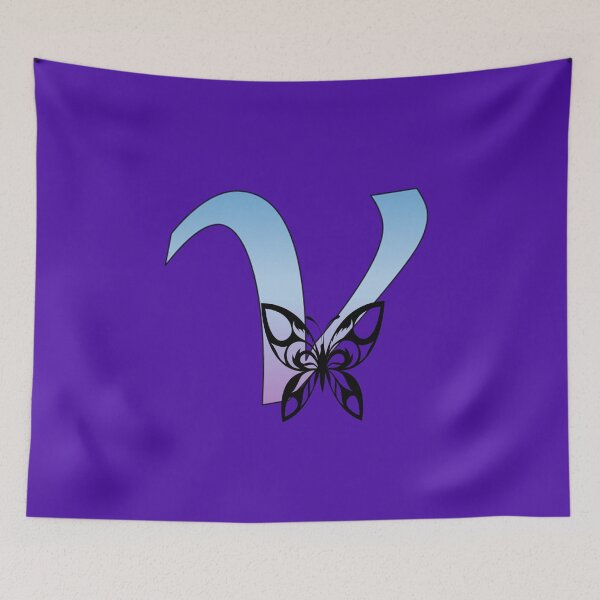 Item preview, Butterfly Silhouette on Monogram Lower Case v Gradient Blue Purple designed and sold by AliCatOriginals.