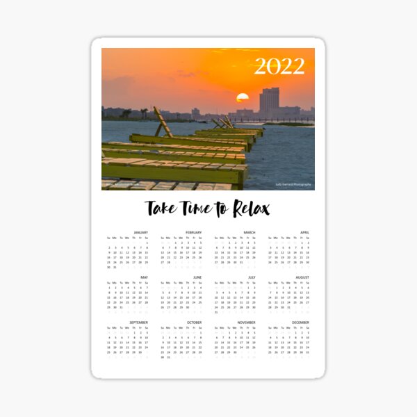 2022 Yearly Calendar Biloxi Beach Chairs Sticker