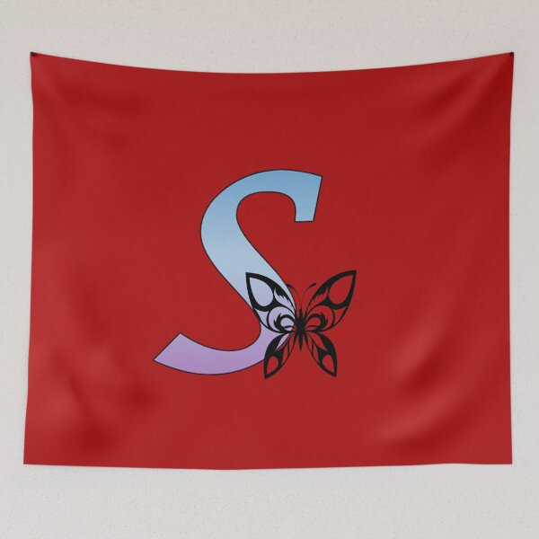 Item preview, Butterfly Silhouette on Monogram Lower Case s Gradient Blue Purple designed and sold by AliCatOriginals.