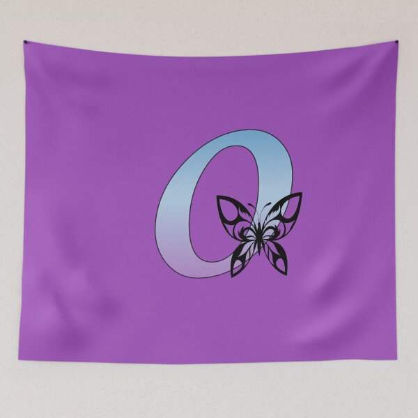 Item preview, Butterfly Silhouette on Monogram Lower Case o Gradient Blue Purple designed and sold by AliCatOriginals.