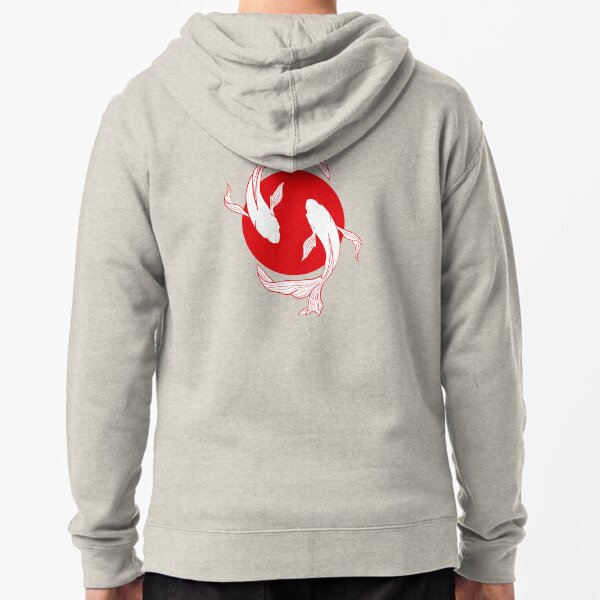 Tui & La Japanese Red Koi Fish Zipped Hoodie