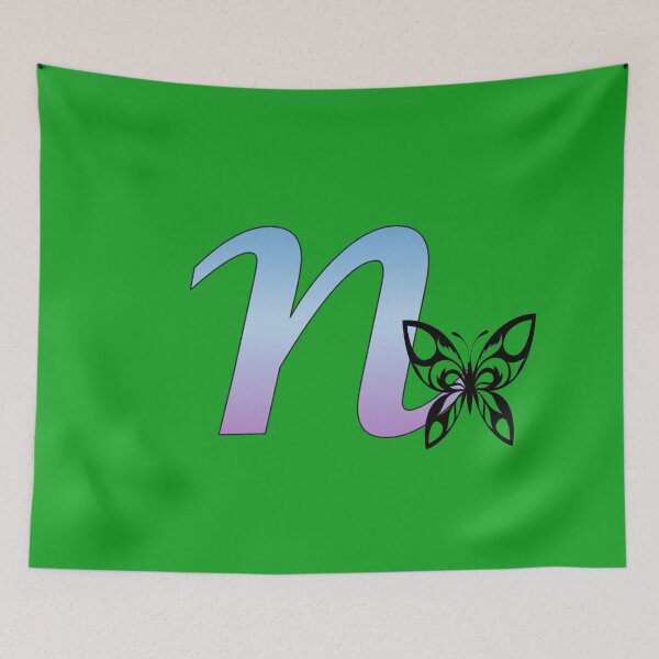 Item preview, Butterfly Silhouette on Monogram Lower Case n Gradient Blue Purple designed and sold by AliCatOriginals.