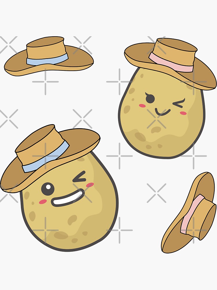 Cute Kawaii Potatoes Wearing Straw Summer Hats Sticker for Sale by  AGoldenEmerald