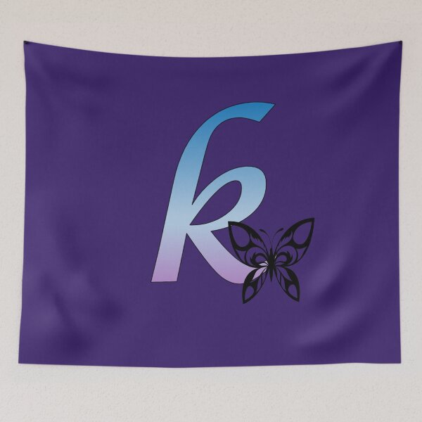 Item preview, Butterfly Silhouette on Monogram Lower Case k Gradient Blue Purple designed and sold by AliCatOriginals.