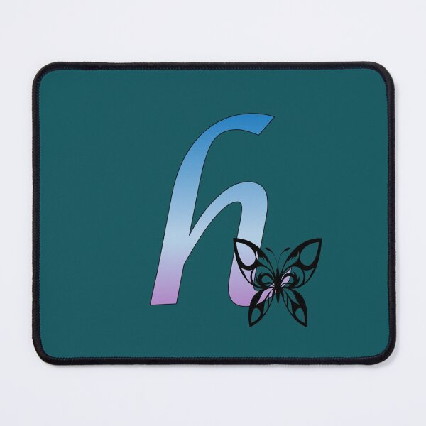 Item preview, Butterfly Silhouette on Monogram Lower Case h Gradient Blue Purple designed and sold by AliCatOriginals.