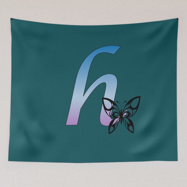 Item preview, Butterfly Silhouette on Monogram Lower Case h Gradient Blue Purple designed and sold by AliCatOriginals.