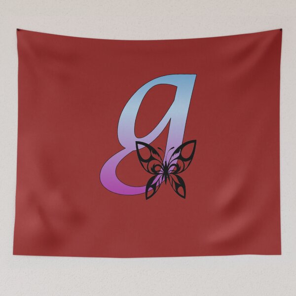 Item preview, Butterfly Silhouette on Monogram Lower Case g Gradient Blue Purple designed and sold by AliCatOriginals.