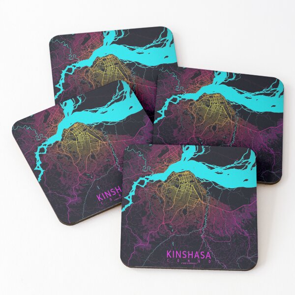 Item preview, Kinshasa City Map of Congo - Neon designed and sold by deMAP.