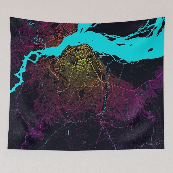 Item preview, Kinshasa City Map of Congo - Neon designed and sold by deMAP.