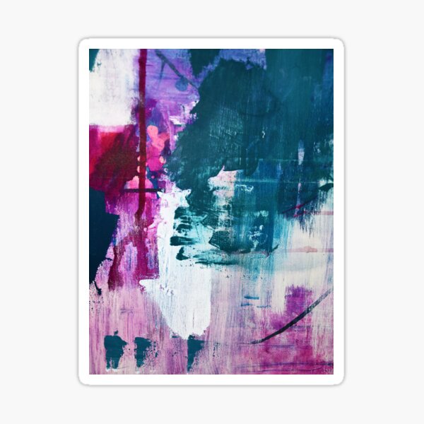 Complexity: A vibrant abstract piece in purple teal and white by Alyssa Hamilton Art Sticker