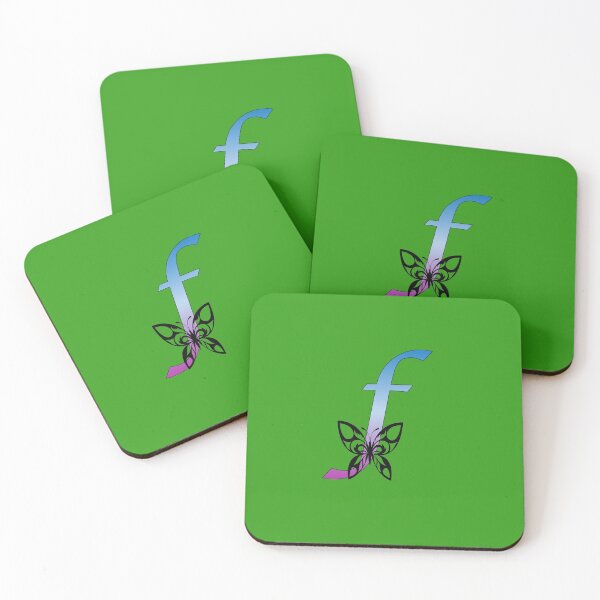 Item preview, Butterfly Silhouette on Monogram Lower Case f Gradient Blue Purple designed and sold by AliCatOriginals.