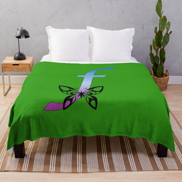Item preview, Butterfly Silhouette on Monogram Lower Case f Gradient Blue Purple designed and sold by AliCatOriginals.