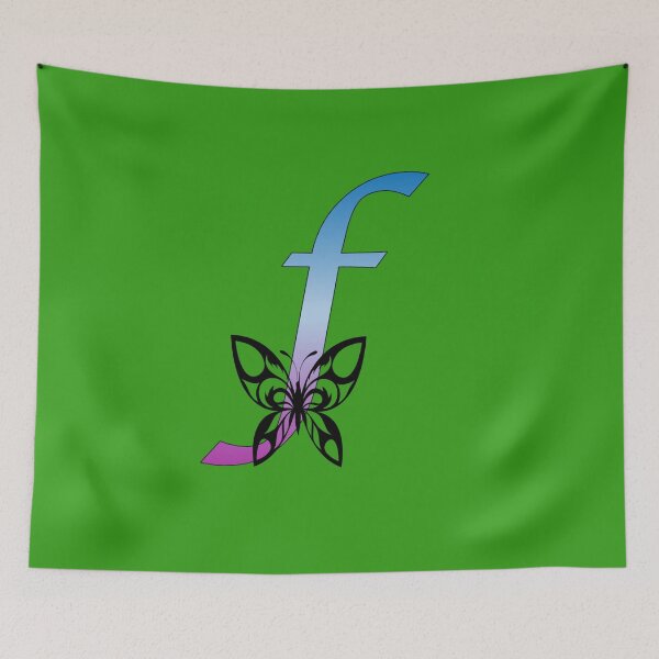 Item preview, Butterfly Silhouette on Monogram Lower Case f Gradient Blue Purple designed and sold by AliCatOriginals.