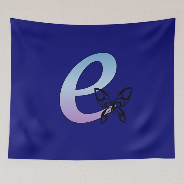 Item preview, Butterfly Silhouette on Monogram Lower Case e Gradient Blue Purple designed and sold by AliCatOriginals.