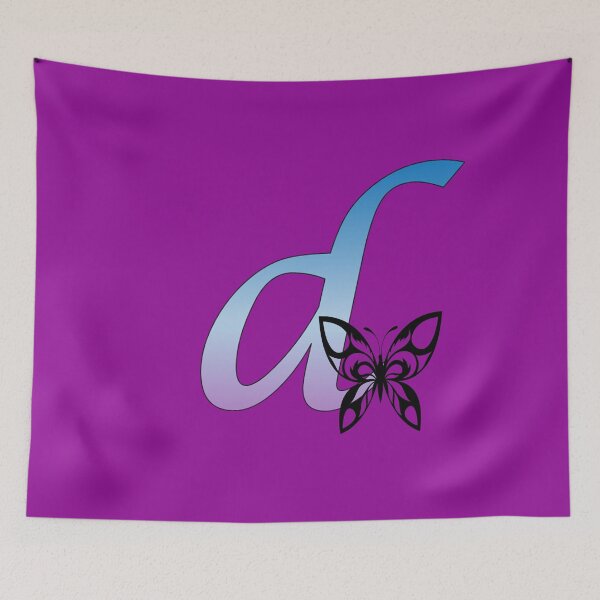Item preview, Butterfly Silhouette on Monogram Lower Case d Gradient Blue Purple designed and sold by AliCatOriginals.