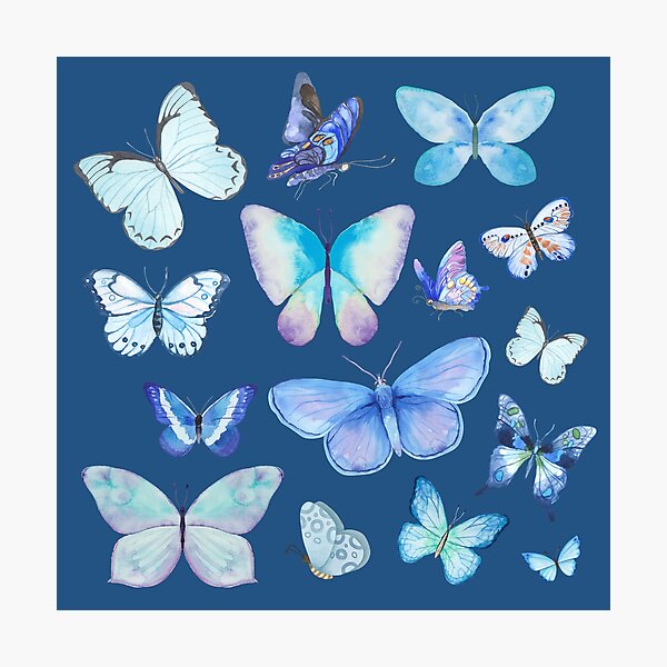 Item preview, Set of Blue Watercolor Butterflies designed and sold by MiaDelelai.