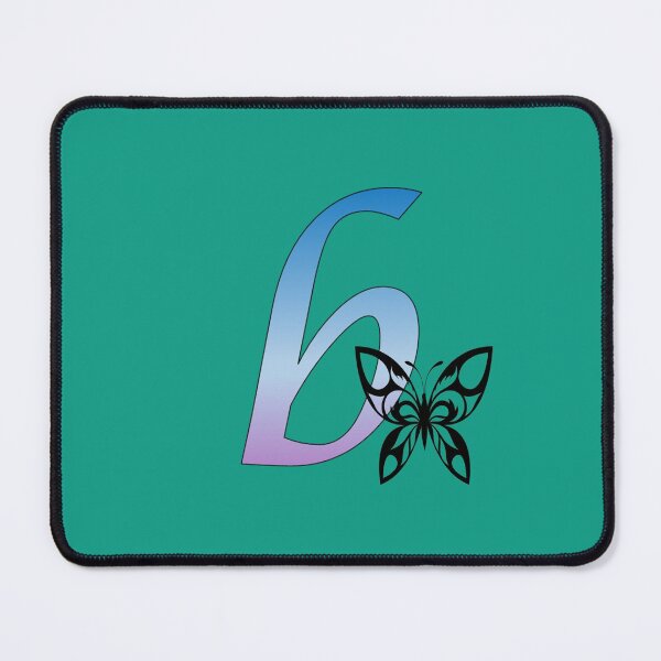 Item preview, Butterfly Silhouette on Monogram Lower Case b Gradient Blue Purple designed and sold by AliCatOriginals.
