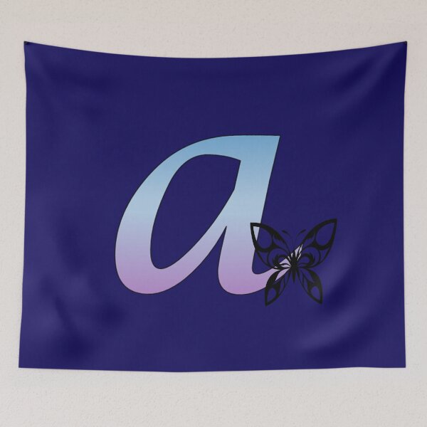 Item preview, Butterfly Silhouette on Monogram Lower Case a Gradient Blue Purple designed and sold by AliCatOriginals.