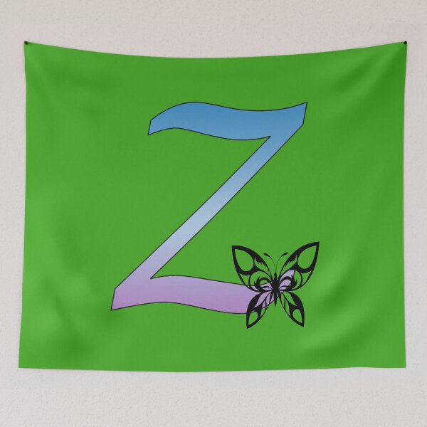 Item preview, Butterfly Silhouette on Monogram Letter Z Gradient Blue Purple designed and sold by AliCatOriginals.