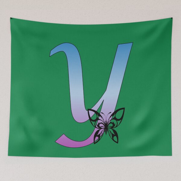 Item preview, Butterfly Silhouette on Monogram Letter Y Gradient Blue Purple designed and sold by AliCatOriginals.