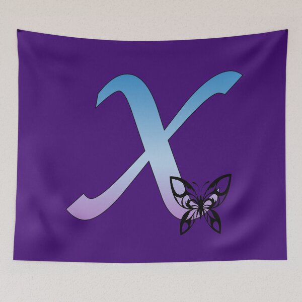 Item preview, Butterfly Silhouette on Monogram Letter X Gradient Blue Purple designed and sold by AliCatOriginals.