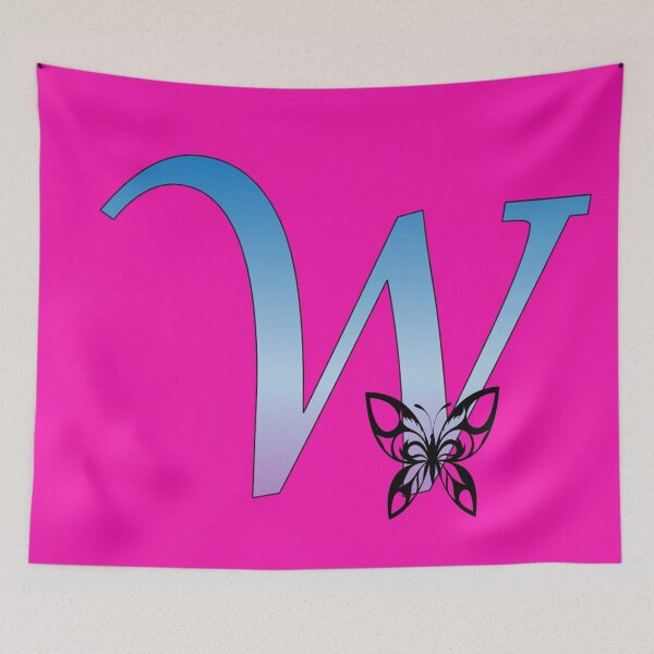 Item preview, Butterfly Silhouette on Monogram Letter W Gradient Blue Purple designed and sold by AliCatOriginals.