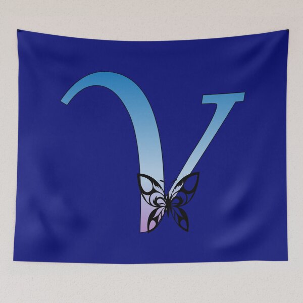 Item preview, Butterfly Silhouette on Monogram Letter V Gradient Blue Purple designed and sold by AliCatOriginals.