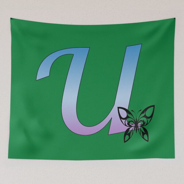 Item preview, Butterfly Silhouette on Monogram Letter U Gradient Blue Purple designed and sold by AliCatOriginals.